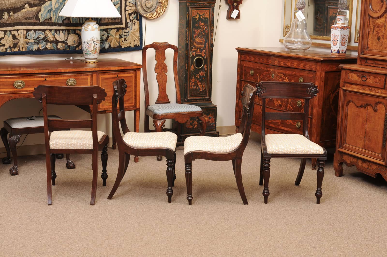 Matched Set of 9 William IV Carved Mahogany Dining Chairs with 1 Arm and 8 Sides - Image 12