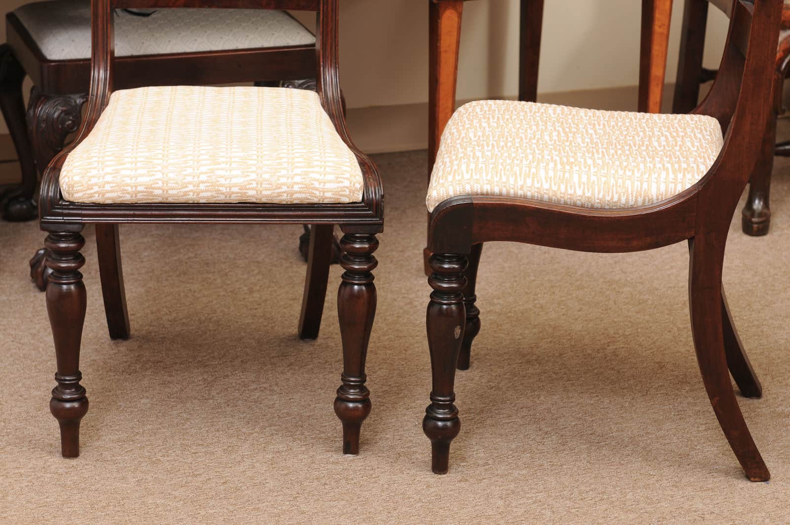 Matched Set of 9 William IV Carved Mahogany Dining Chairs with 1 Arm and 8 Sides - Image 15