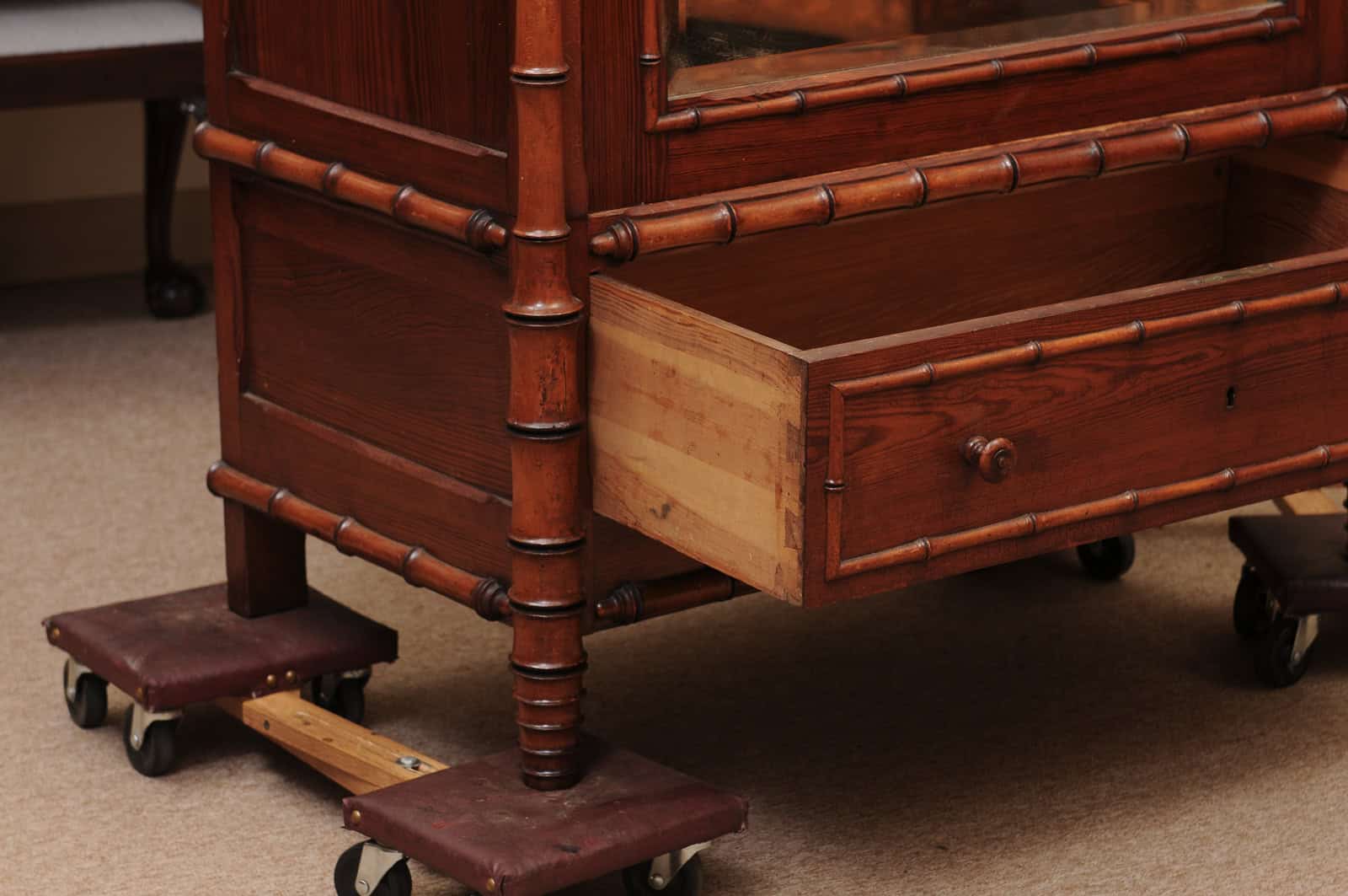 Late 19th Century English Faux Bamboo Cabinet with Mirrored Door and Interior Shelving - Image 5