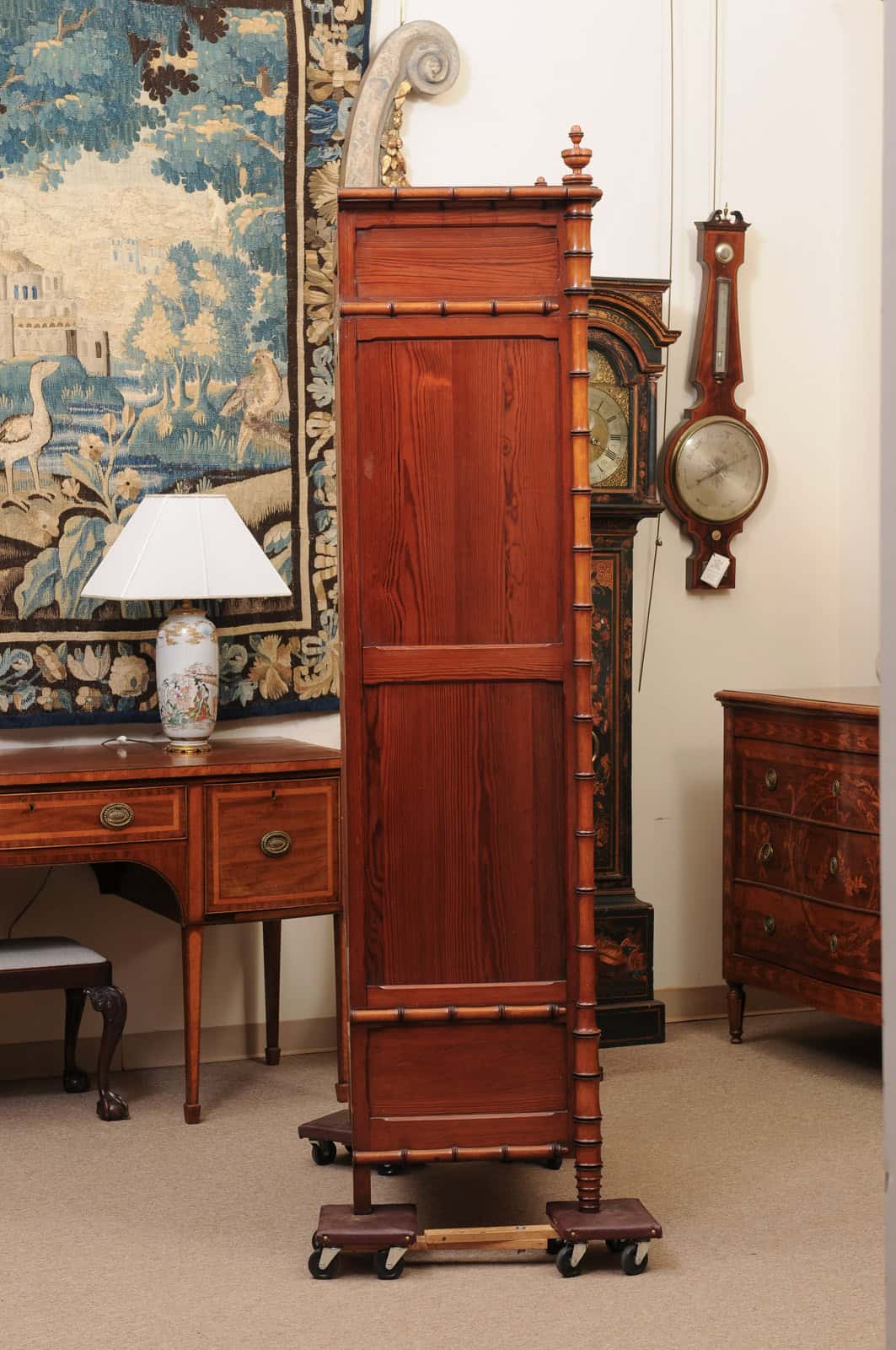 Late 19th Century English Faux Bamboo Cabinet with Mirrored Door and Interior Shelving - Image 7