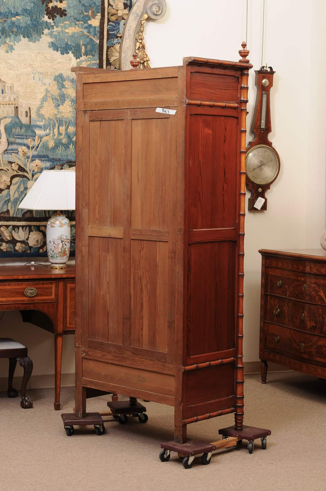 Late 19th Century English Faux Bamboo Cabinet with Mirrored Door and Interior Shelving - Image 8