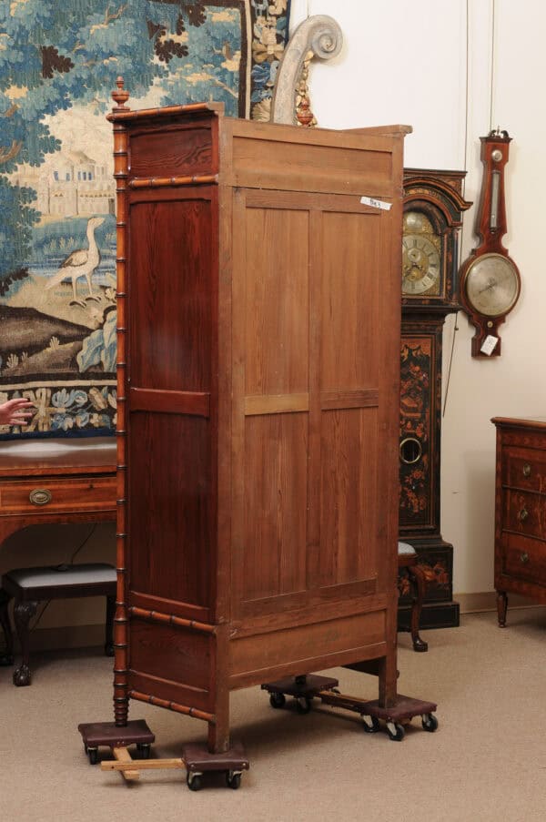 Late 19th Century English Faux Bamboo Cabinet with Mirrored Door and Interior Shelving - Image 10
