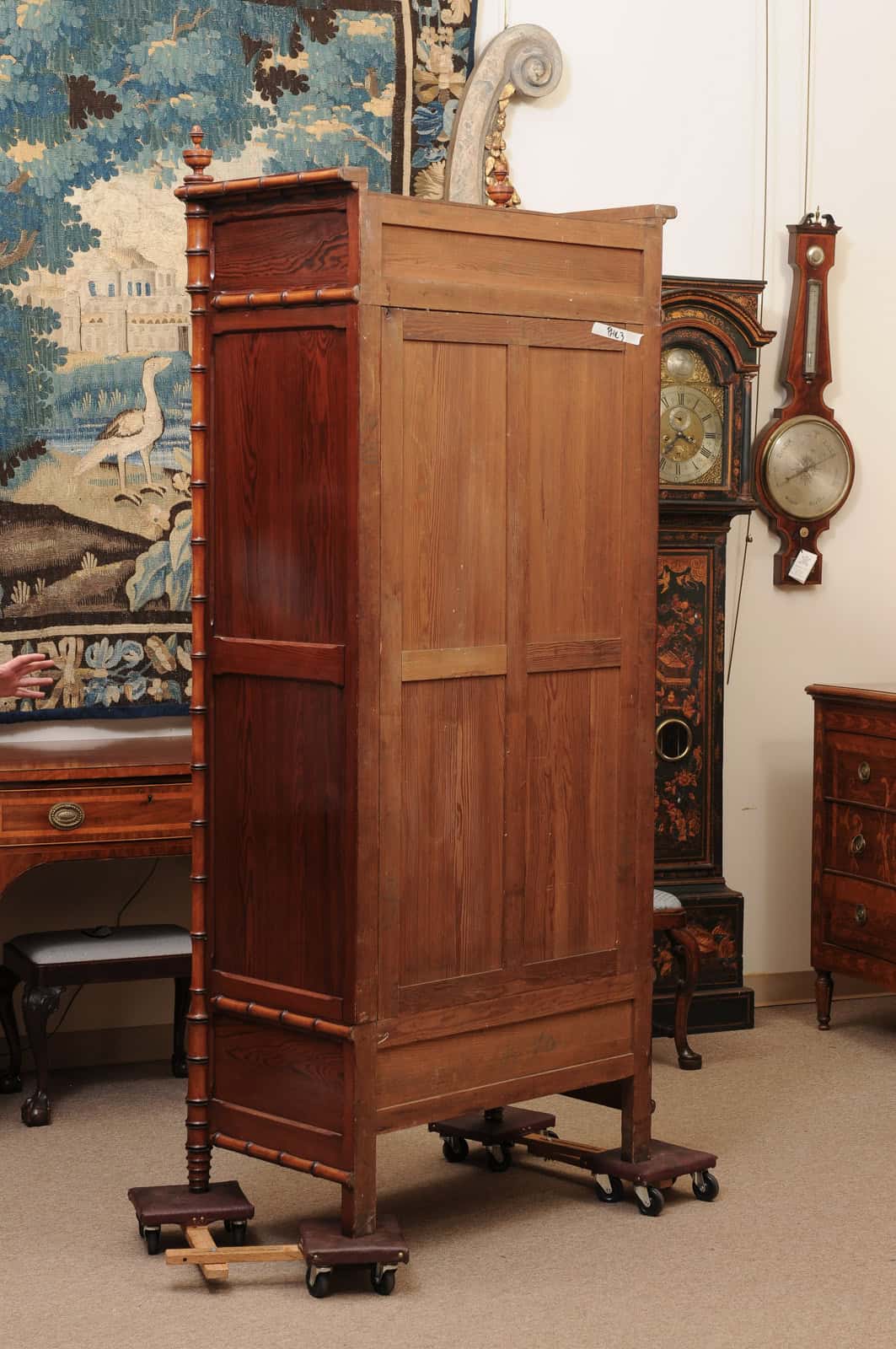 Late 19th Century English Faux Bamboo Cabinet with Mirrored Door and Interior Shelving - Image 10
