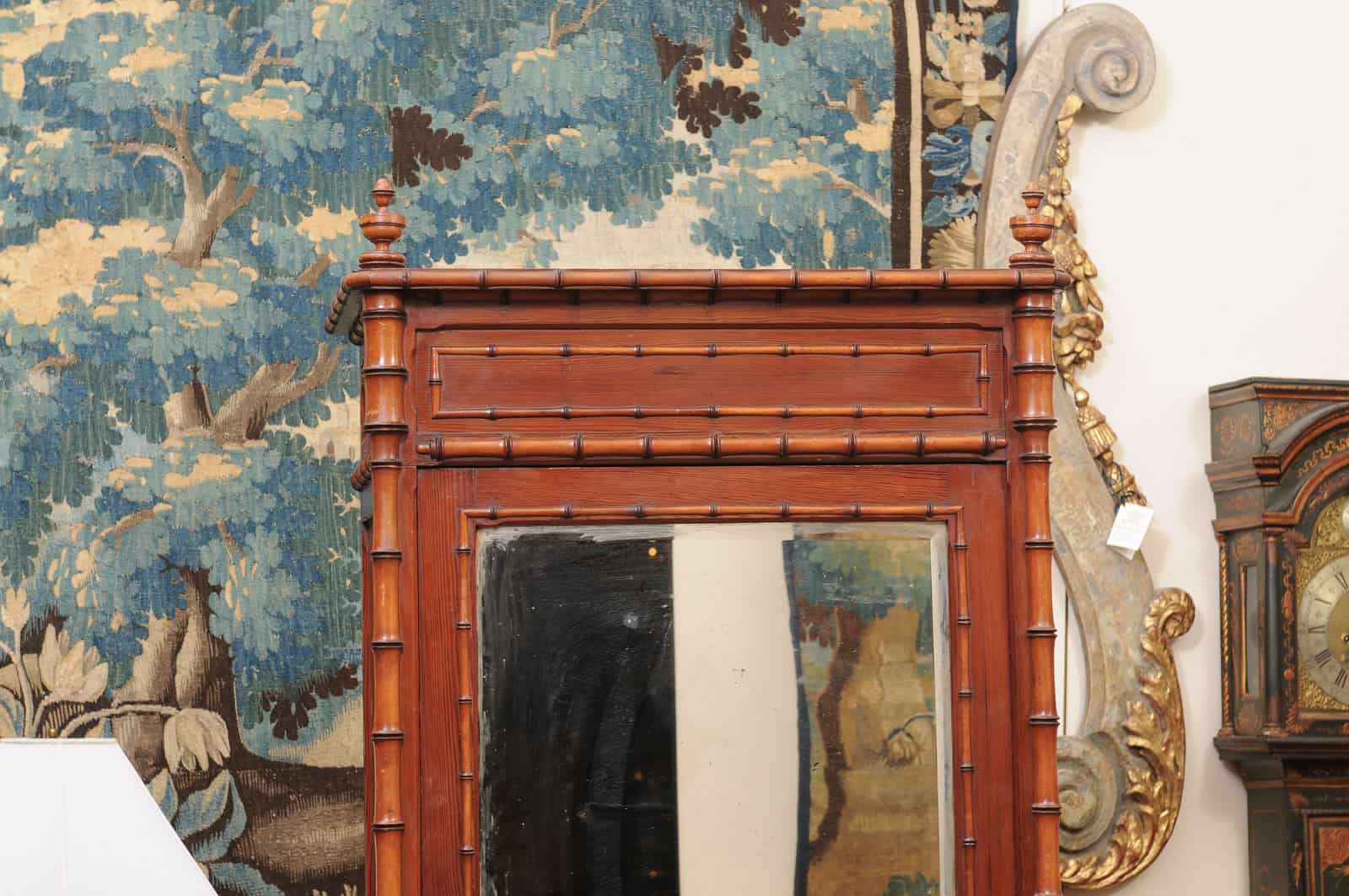 Late 19th Century English Faux Bamboo Cabinet with Mirrored Door and Interior Shelving - Image 14