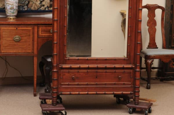Late 19th Century English Faux Bamboo Cabinet with Mirrored Door and Interior Shelving - Image 15