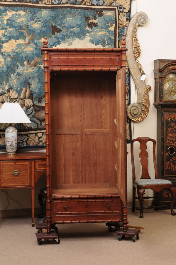Late 19th Century English Faux Bamboo Cabinet with Mirrored Door and Interior Shelving - Image 16