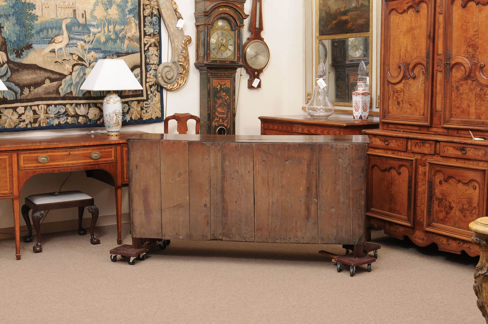 English 18th Century Oak Dresser Base with 2 Flanking Cabinets and 5 Drawers - Image 9