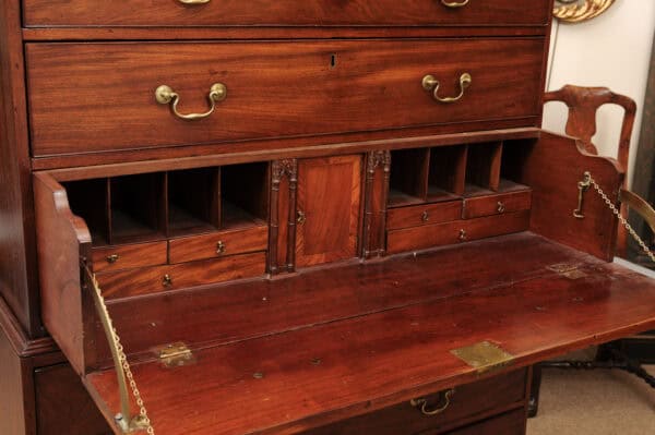 Late 18th Century George III Mahogany Chest on Chest with Secretary Drawer, Dental Moulded Detail and Bracket Feet - Image 7