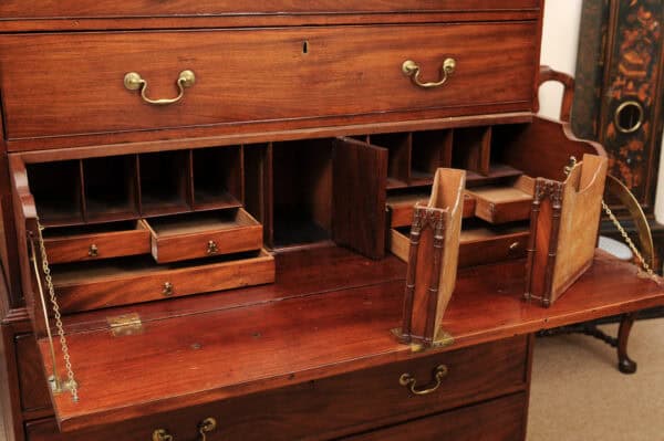 Late 18th Century George III Mahogany Chest on Chest with Secretary Drawer, Dental Moulded Detail and Bracket Feet - Image 8