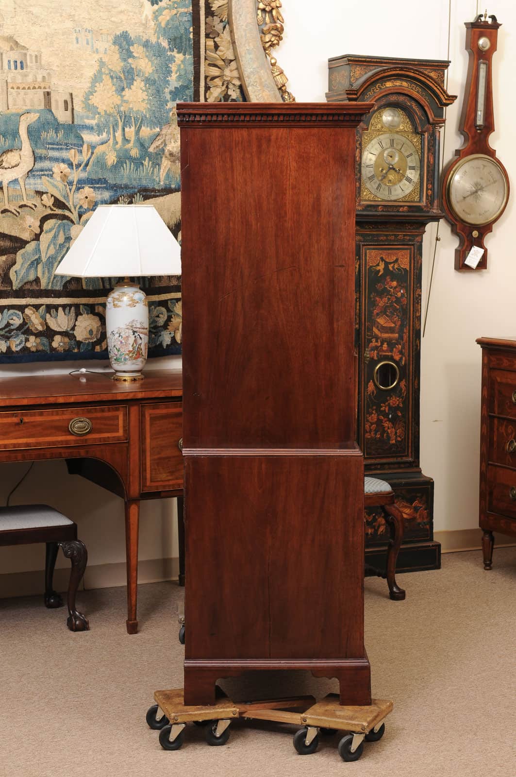 Late 18th Century George III Mahogany Chest on Chest with Secretary Drawer, Dental Moulded Detail and Bracket Feet - Image 9