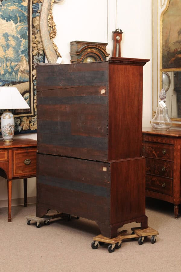 Late 18th Century George III Mahogany Chest on Chest with Secretary Drawer, Dental Moulded Detail and Bracket Feet - Image 10