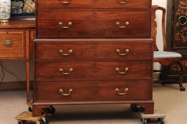 Late 18th Century George III Mahogany Chest on Chest with Secretary Drawer, Dental Moulded Detail and Bracket Feet - Image 16