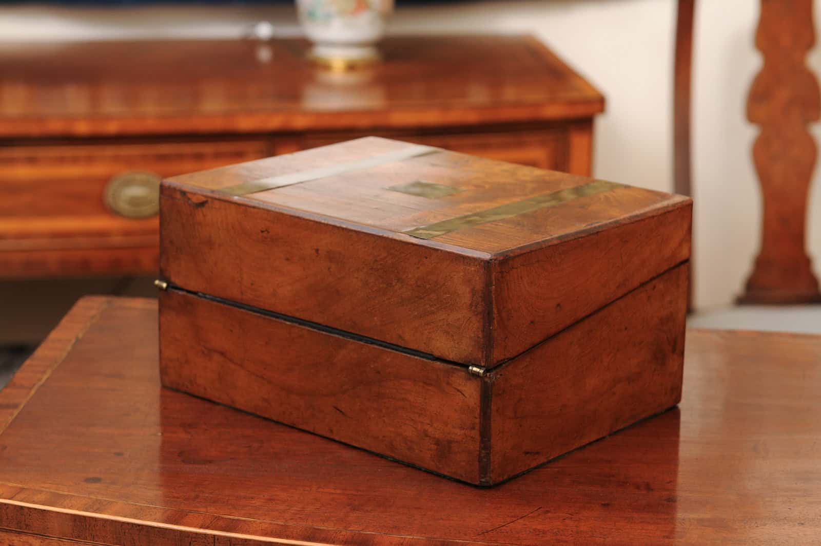 19th Century Walnut Lap Desk with Brass Banding - Image 6