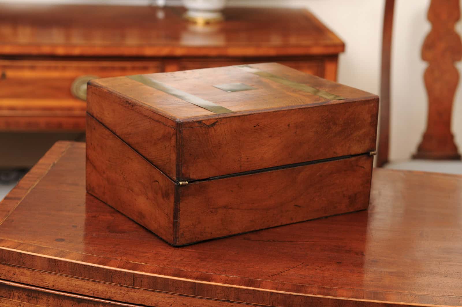 19th Century Walnut Lap Desk with Brass Banding - Image 8