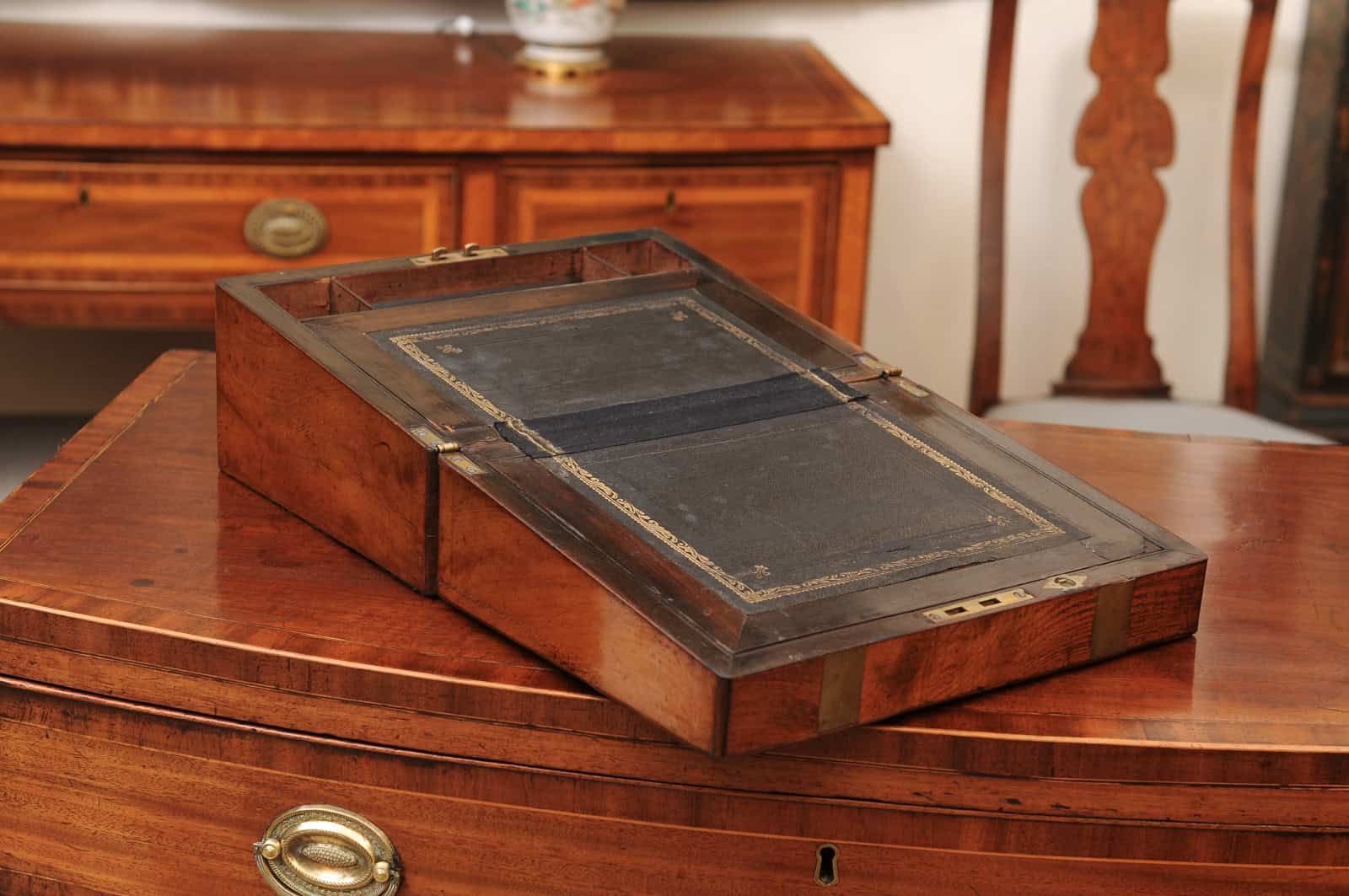 19th Century Walnut Lap Desk with Brass Banding - Image 9