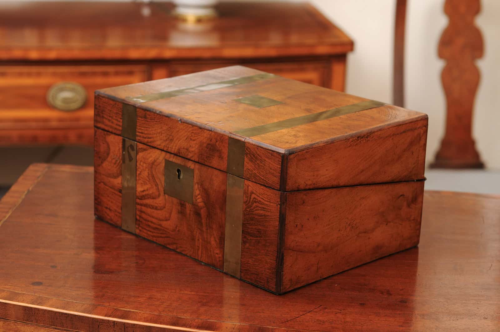 19th Century Walnut Lap Desk with Brass Banding - Image 14