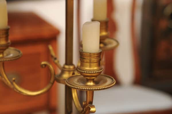 French Bouillotte Lamp in Bronze and Blue Tole Shade, 20th Century - Image 13