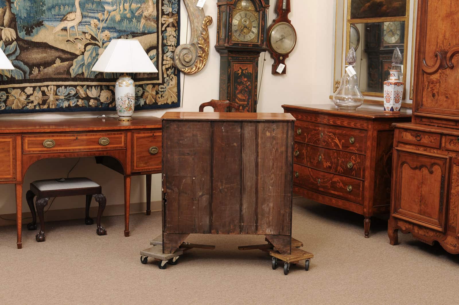 19th Century English Oak Chest with Straight Front, 5 Drawers and Splayed Legs - Image 9