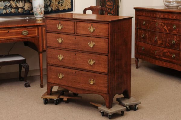 19th Century English Oak Chest with Straight Front, 5 Drawers and Splayed Legs - Image 12