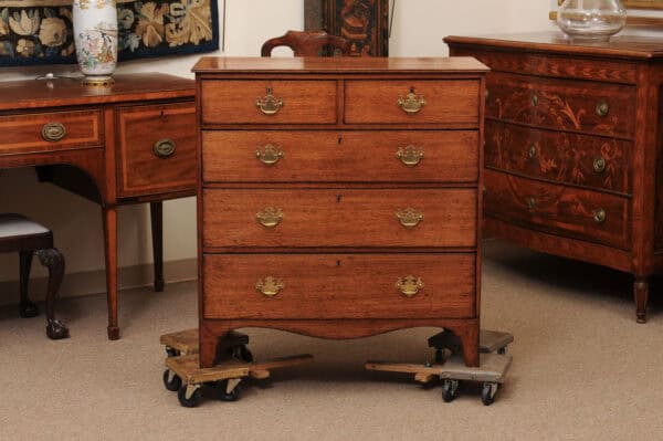 19th Century English Oak Chest with Straight Front, 5 Drawers and Splayed Legs - Image 13