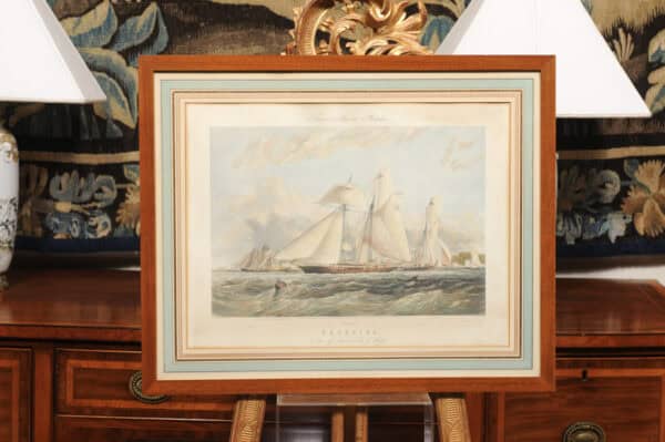 Framed English Sailboat Engraving - Image 3