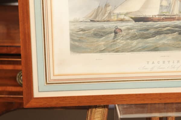 Framed English Sailboat Engraving - Image 7