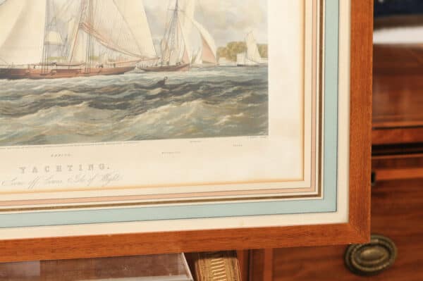 Framed English Sailboat Engraving - Image 8