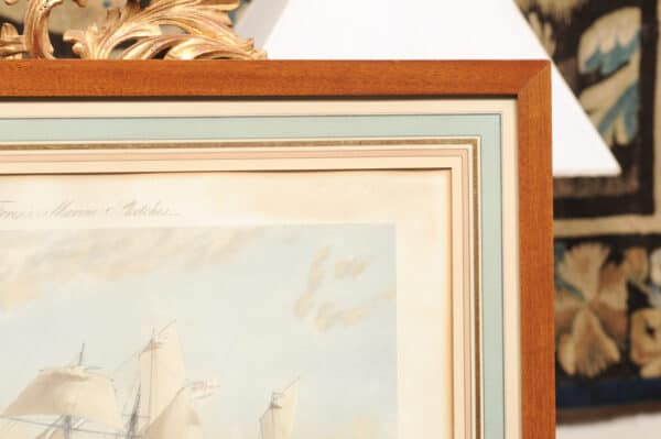 Framed English Sailboat Engraving - Image 9