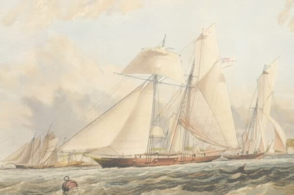 Framed English Sailboat Engraving - Image 11