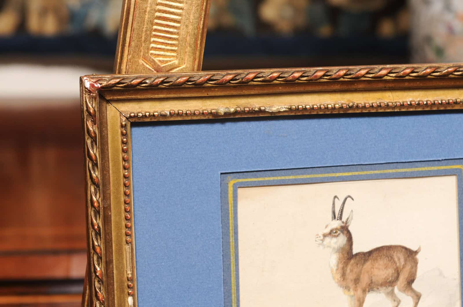 Giltwood Framed 19th Century French "Chamois" Drawing on Paper, by C Humbert 1847 - Image 8