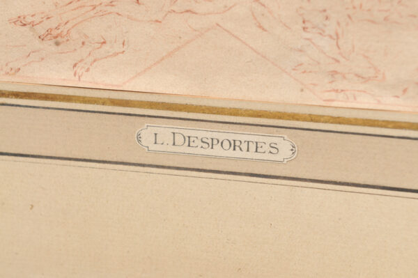 Framed 18th Century French "Desportes Style" Drawing on Paper - Image 9