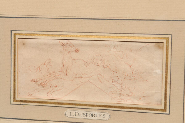 Framed 18th Century French "Desportes Style" Drawing on Paper - Image 10