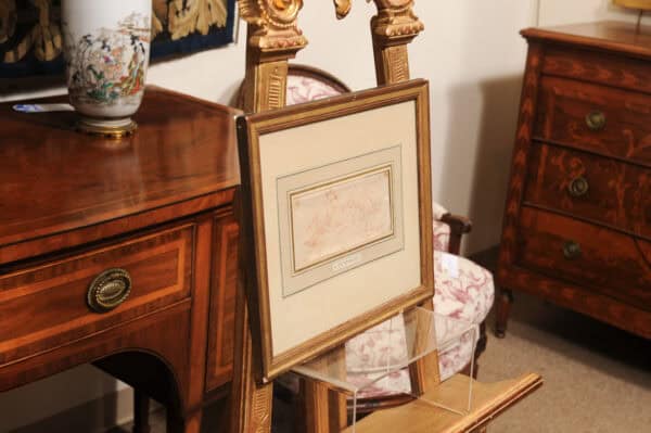 Framed 18th Century French "Desportes Style" Drawing on Paper - Image 11