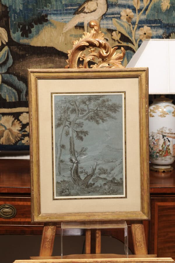17th Century Italian Blue Pencil Drawing of Landscape - Image 3