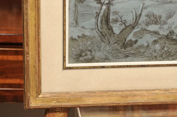 17th Century Italian Blue Pencil Drawing of Landscape - Image 6