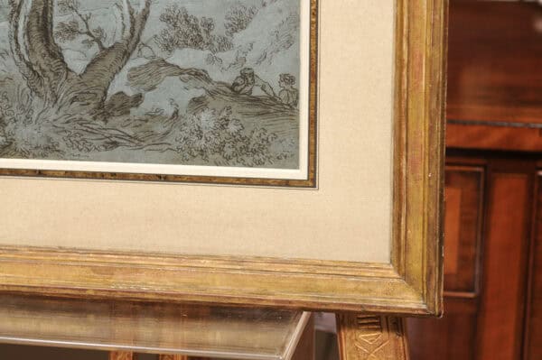 17th Century Italian Blue Pencil Drawing of Landscape - Image 8