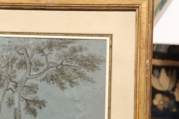 17th Century Italian Blue Pencil Drawing of Landscape - Image 9