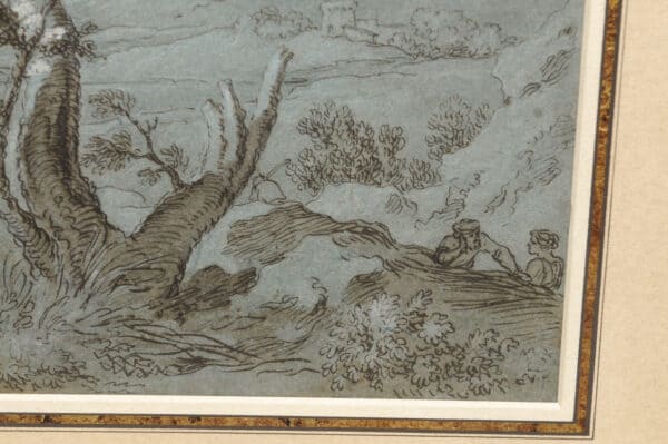 17th Century Italian Blue Pencil Drawing of Landscape - Image 10
