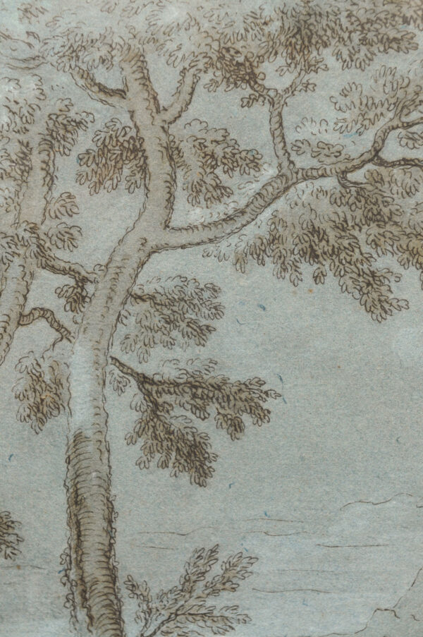 17th Century Italian Blue Pencil Drawing of Landscape - Image 11