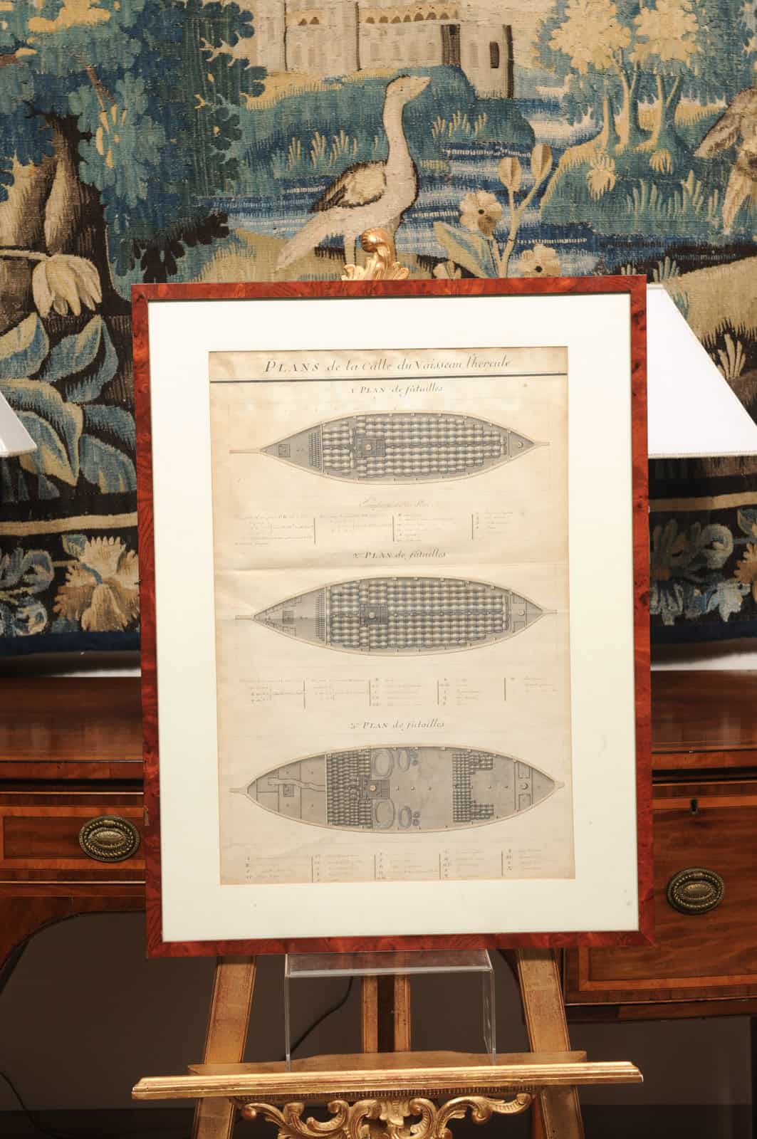 Framed Mid 19th Century Engraving of Ship Barrels / Cargo Hold Plan - Image 3