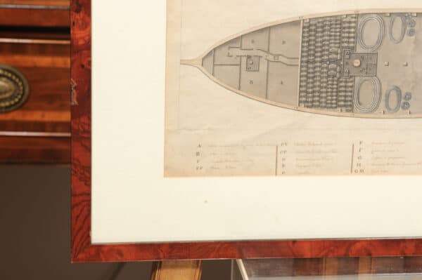 Framed Mid 19th Century Engraving of Ship Barrels / Cargo Hold Plan - Image 6