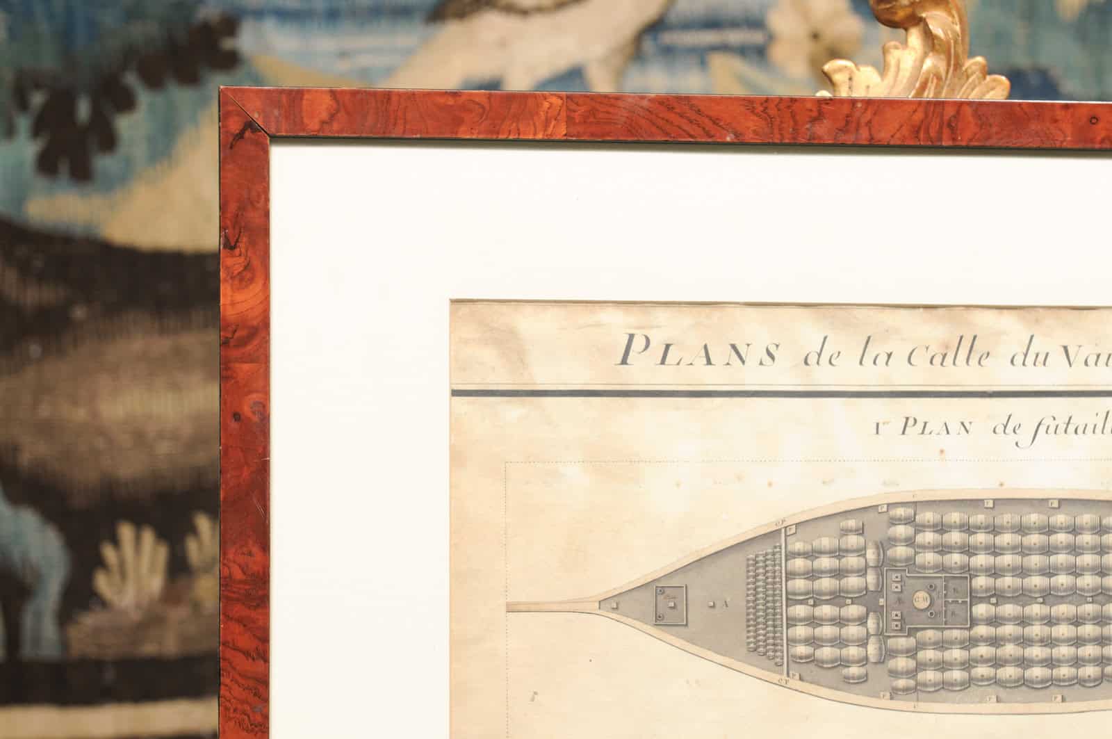 Framed Mid 19th Century Engraving of Ship Barrels / Cargo Hold Plan - Image 7
