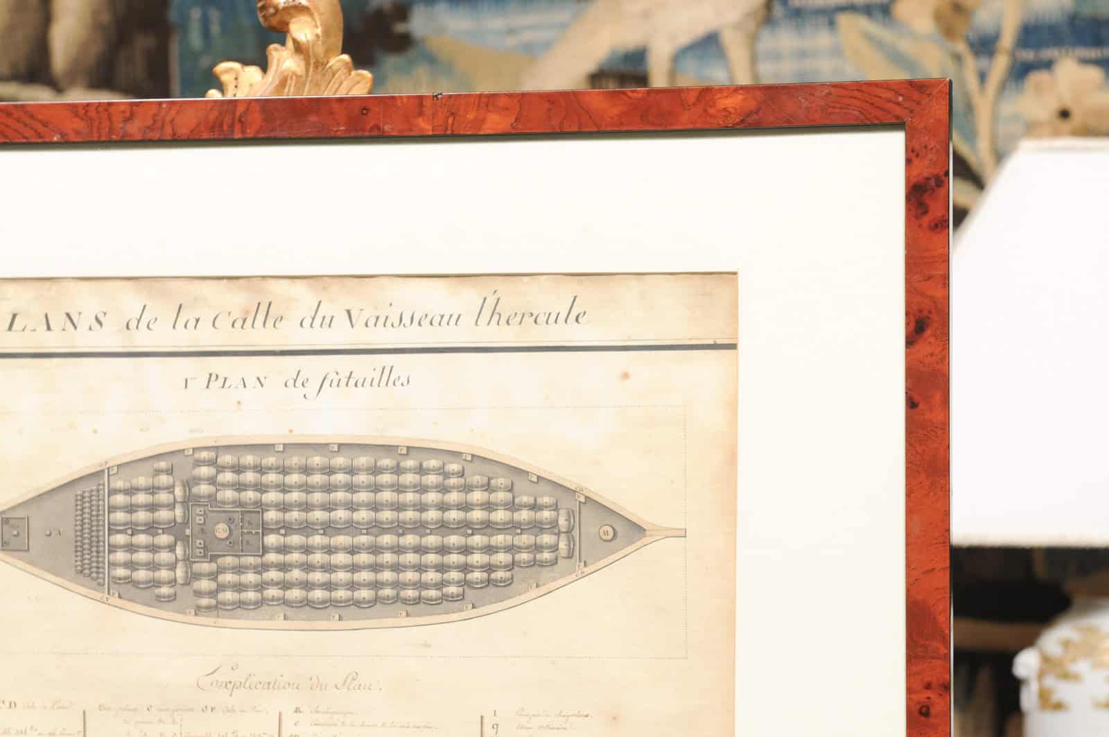 Framed Mid 19th Century Engraving of Ship Barrels / Cargo Hold Plan - Image 8