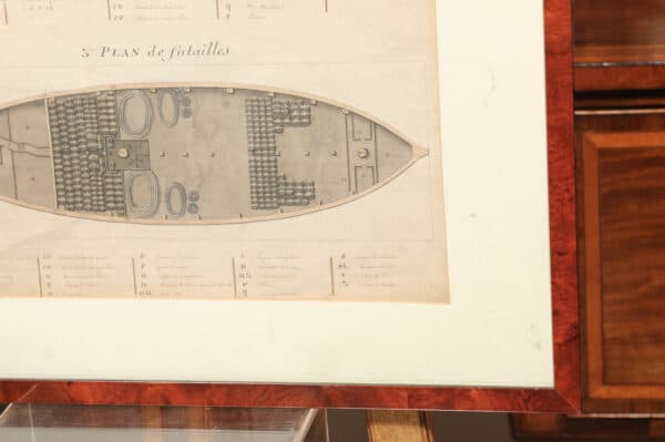Framed Mid 19th Century Engraving of Ship Barrels / Cargo Hold Plan - Image 9
