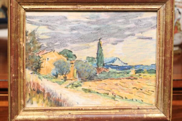 Giltwood Framed Late 19th Century French Pastel Landscape - Image 5