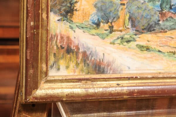 Giltwood Framed Late 19th Century French Pastel Landscape - Image 6