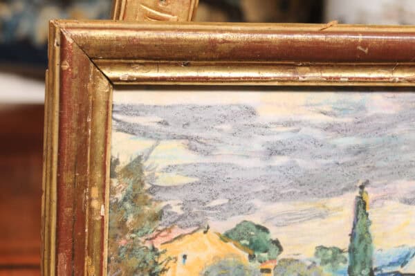 Giltwood Framed Late 19th Century French Pastel Landscape - Image 7
