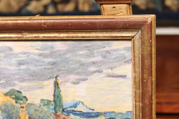 Giltwood Framed Late 19th Century French Pastel Landscape - Image 8