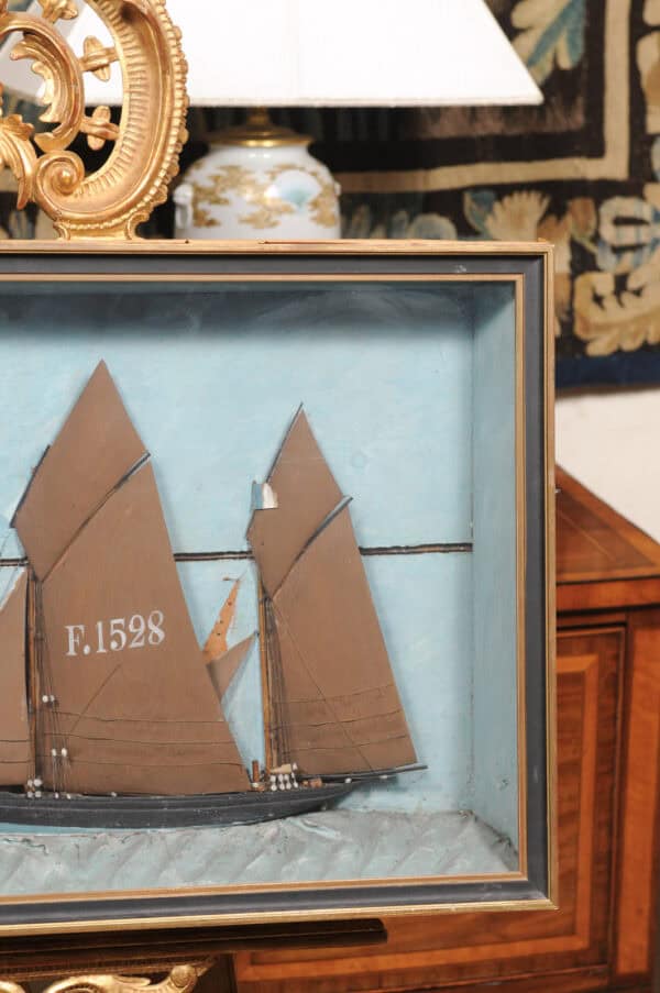 Framed Boat Diorama ca. 1890 - Image 9