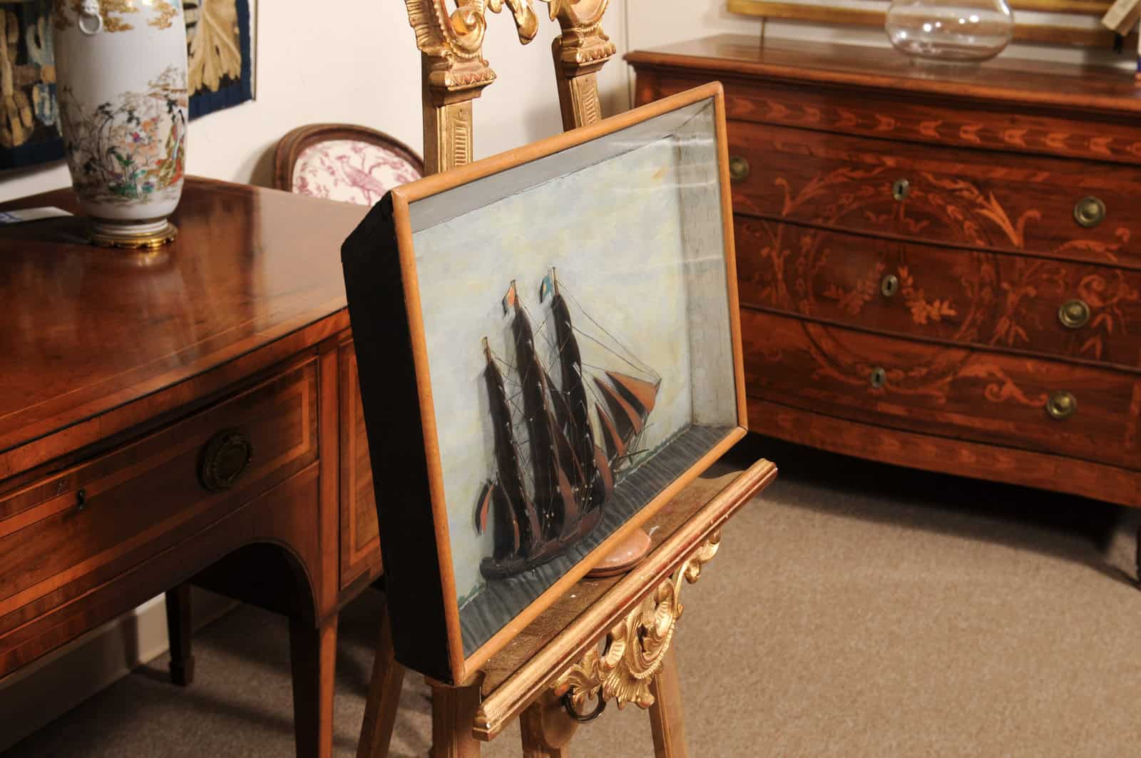 Framed Boat Diorama ca. 1890 - Image 5